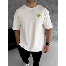 Erkek Kısa Kol Tişört Bisiklet Yaka Rick And Morty Baskılı T-shirt - Beyaz