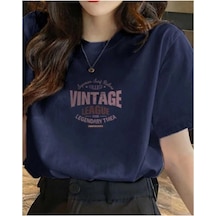 Kozia Outdoors Malkoçbey Vintagge Baskili Oversize Unisex Basic T-shirt Lacivert