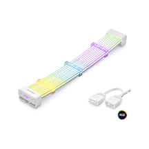 NODAR ND2813W 2x8 Pin ARGB PCIe GPU Güç Uzatma Kablosu Bükülebilir 2 mm 108 LED Beyaz