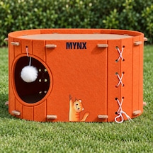 Mynx Tek Katlı Keçe Kedi Evi Turuncu