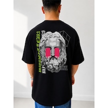 525 Oversize Sırt Baskılı Streetwear Unisex T-shirt Zeus Siyah