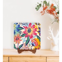 Bk Gift Çiçekler Tasarımlı Ahşap Standlı Puzzle Çerçeve-1