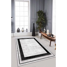Gri Çerçeveli Kaymaz Tabanlı Makinede Yıkanabilir Halı Ar531n11