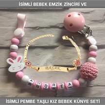 Sahi Aksesuar İsimli Bebek Emzik Zinciri Ve İsimli Bebek Künye Seti Bezyı576 Çok Renkli