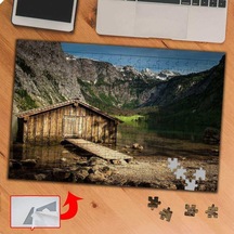 Dağların Arasındaki Tahta Ev 240 Parça Puzzle Yapboz Tablo-p116