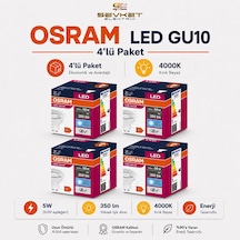 Osram Gu10 4'lü Paket Led Ampul 4.5w 4000k Günışığı 4 Adet