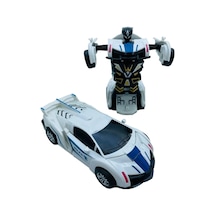 Robota Dönüşen Polis Arabası Lamborghini Oyuncak Transformers Bugatti Robot Araba Beyaz - Mavi