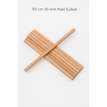 Makrome Çubuğu Ham Ahşap Kare 50 Cm. Uzunluk 10 Mm. Çap 3 Adet