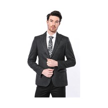 Wessi Sivri Yaka Tek Düğme Füme Slim Fit Ceket Siyah