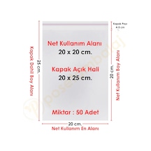 20x20+5 Cm. 20x25 50 Adet Şeffaf Bantlı Yapışkanlı Opp Poşet