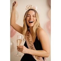 Bride To Be Bekarlığa Veda Partisi Kuşak Saten Somon Rengi Altın Varaklı Yazı Bekarlığa Veda Aksesuarı Diğer