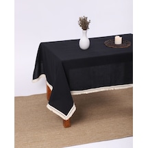 Dnc Home Tekstil  Premium Siyah Keten Pasalı Masa Örtüsü 001