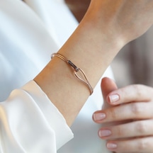 Düğüm Taşlı Rose Gold Kaplama Gümüş Bileklik Gümüş