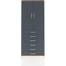 Arges Dolap 2 Raflı 6 Çekmeceli 2 Kapaklı 88x30x221 Çam-antrasit Çam