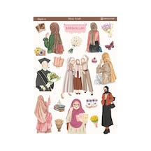 1 Adet Tesettür Temalı Sticker 12x17 Cm Bullet Journal, Scrapbook, Ajanda İçin Diğer