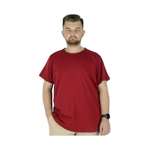 Mode Xl Büyük Beden Likralı T-Shirt Bisiklet Yaka 20149 Bordo