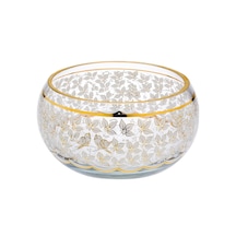 Paşabahçe Altın Yaldız El İşçiliği Yaprak Kase Beyaz 22x12 Cm