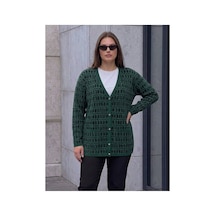 Onno Style Women Klasik Triko Renkli Düğmeli Ceket Yeşil