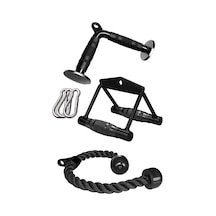 Cable Crossover Çalışma Istasyonu Aparat Seti - Fitness Aparatı - Triceps Halat - Rowing Bar - V Bar