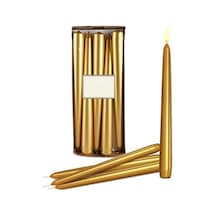 Denic 10 lu Metalik Gold Şamdan Mum Konik Mum