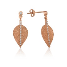 Gümüş Yaprak Küpe Gold - Rose Gold