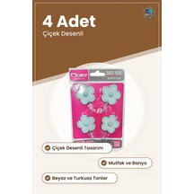 Tomurcuk Ası 4 Adet Çiçek Desenli Duvar Asısı Papatya Mutfak Bany Çok Renkli
