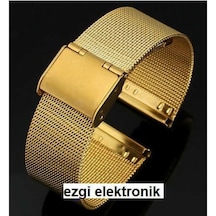 Ince Hasır Metal Saat Kordonu Sarı Çelik Hasır Kordon 24Mm Kayış