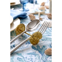 2'li Metal Gold Sarmal Çatal Kaşık Bıçak Standı Altın