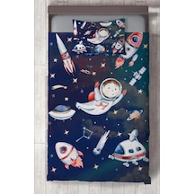 Mekta Home Bebek Ve Çocuk Odası Uzaylı Astronot Desenli Yatak Örtüsü Renkli