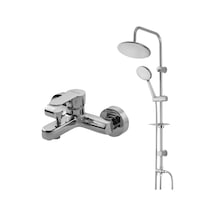 Newarc Domino Duş Ünitesi + Banyo Bataryası Set 440615-971511 Krom