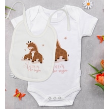 Bitmeyenkartus Bk Kids Annem Her Şeyim Tasarımlı Bebek Body Zıbın Ve Mama Önlüğü (548582577) Çok Renkli