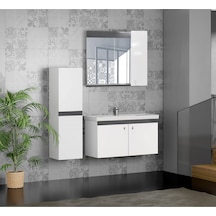 Karen Banyo New Bahar 80 Cm Banyo Dolabı Boy Dolap Hediyeli Antrasit - Beyaz