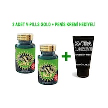 Hızlı Express V-Gold V-Pills Gold Bitkisel Kapsül 2 Kutu + Penis Krem