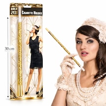 30 Cm Altın Gold Payetli Sigara Tutacağı 1920 Ler Gatsby Parti Aksesuarı 5264 "