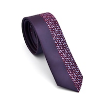 Gaffy Bordo Ve Lacivert Pano Desenli Dokuma Kumaş Slim Fit Kravat // Kpk009 Desenli