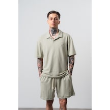 Erkek Respire Relined Yazılı Regular Fit T-shirt Çağla