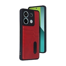 Uryport Xiaomi Redmi Note 13 Pro 4g Kılıf Sara Kartvizitli Deri Kılıf - Kırmızı