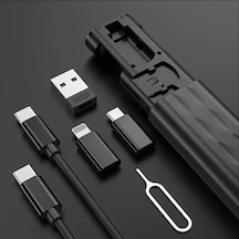 60w Type-c Apple Uyumlu iPhone Usb Şarj Kablosu 60w Seyahat Kablo Seti C-011 Siyah