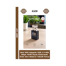 Mini Wifi Adaptör Usb 2.0 600 Mbps Yd48 Siyah Elektronik Ürün Veri Aktarıcı Teknik Parça