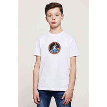 Tshirthane Nasa Spacex Roket Baskılı Unisex Çocuk Beyaz T-Shirt