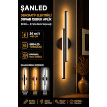 Dekoratif 20w İç Mekan Siyah Kasa 3 Renkli Işık 60 Cm Duvar Aplik Elektrikli 1 Adet