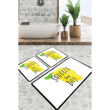 Mone Banyo Halısı Djt 3 Lü Set Beyaz