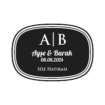 Oval Mühür Kına Nişan Düğün 3x3 Cm Özel Etiket / 50 Adet Sticker Beyaz