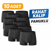 John Lion Erkek Pamuklu Rahat Kalıp Füme 10 Lu Boxer Günlük Kullanım Füme