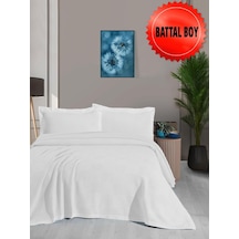 Mulberry Waflle Desenli Pike Battaniye %100 Pamuk Kalın İplik Yumuşak Battal Boy 240 X 260 Beyaz