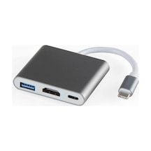 Type-c 3in1 Hdmi 4k Usb 3.0 Görüntü Veri Aktarımı Sağlar Usb Adaptör Notebook Ve Apple Uyumlu MacBook İle Uy