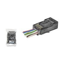 Ekonomik Siyah Cat6 Rj45 Konnektör 100 Adet Poşet Paket