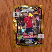 Panini Monopoly Prizm Sergio Busquets Gold Cracked Ice Oyun Kartı No.45