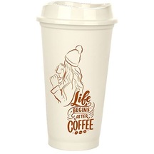 Kahve Bardağı - Kapaklı Krem 473 Ml