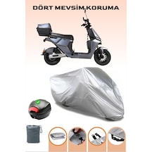 Gri Arka Çanta Uyumlu Arora Zr 2 Uyumlu Elektrikli Motosiklet Brandası, 4 Mevsim Koruma